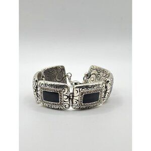 Brighton Silver-Tone Bracelet With Black Enamel Accents